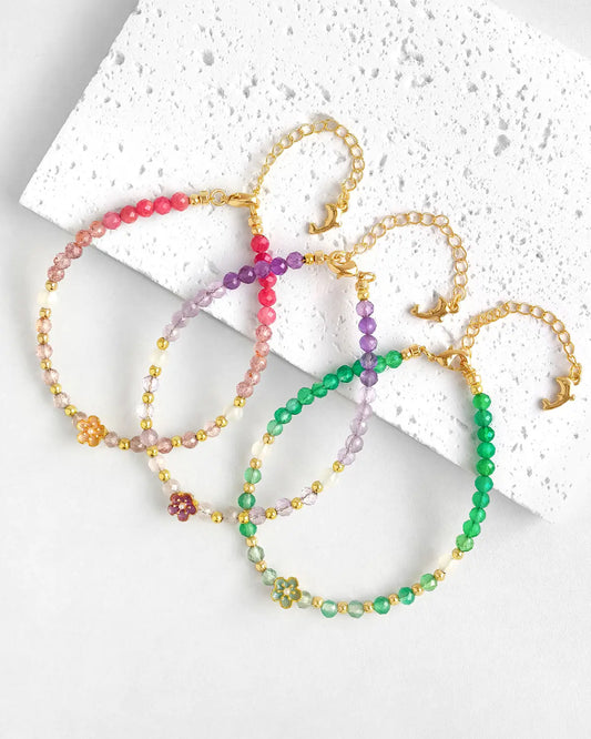 Birthstone Faceted Gold Bracelet – Feb / May / Oct