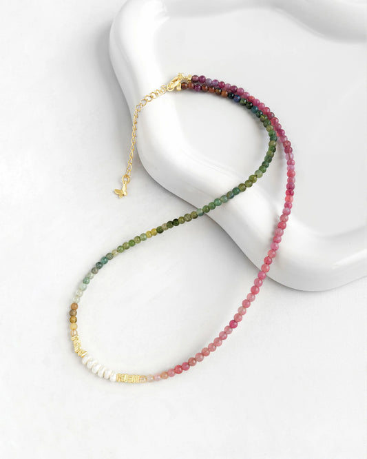 ピンクトルマリンゴールドメッキスターリングシルバーネックレス - 愛と癒し