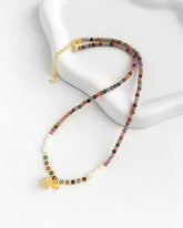 Rainbow Tourmaline Pearl Gold Necklace – Love & Purity
