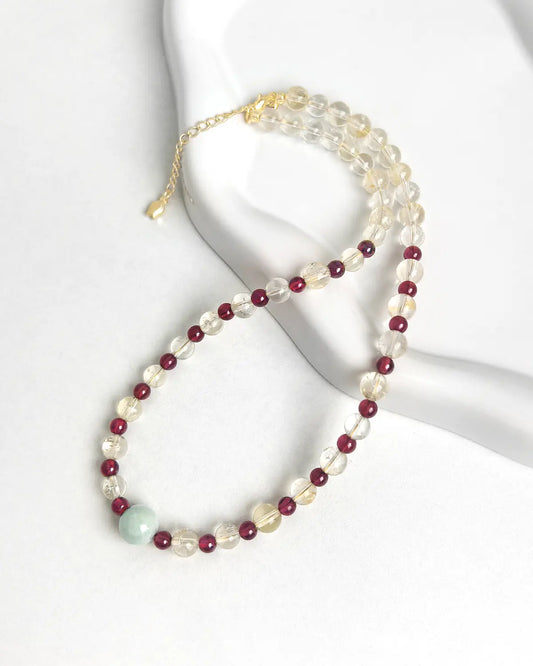 Garnet Citrine Gold Necklace – Abundance & Courage