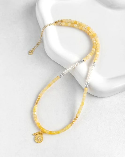 Citrine Pearl Gold Necklace – Abundance & Energy
