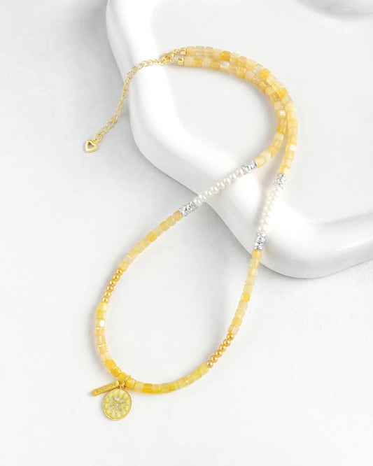 Citrine Pearl Kiwi Gold Necklace – Joy & Sunshine