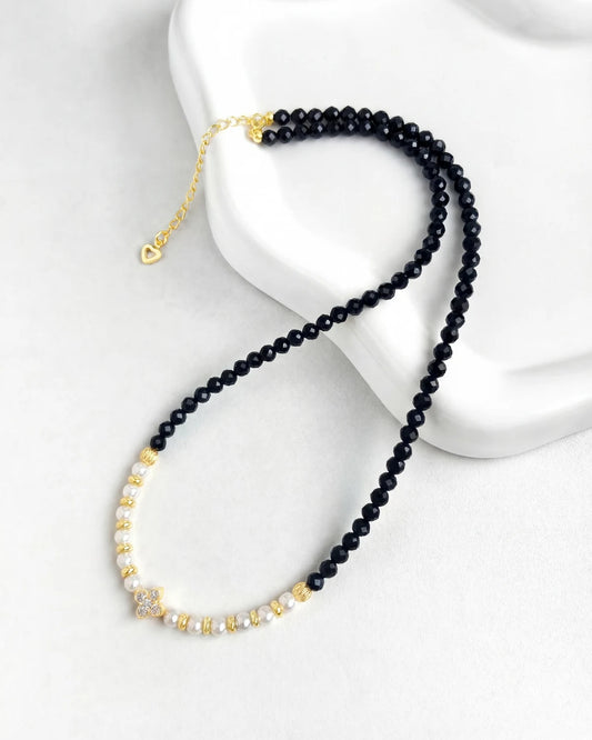 ブラックトルマリンパール 14Kゴールドメッキネックレス - 保護と純粋さ