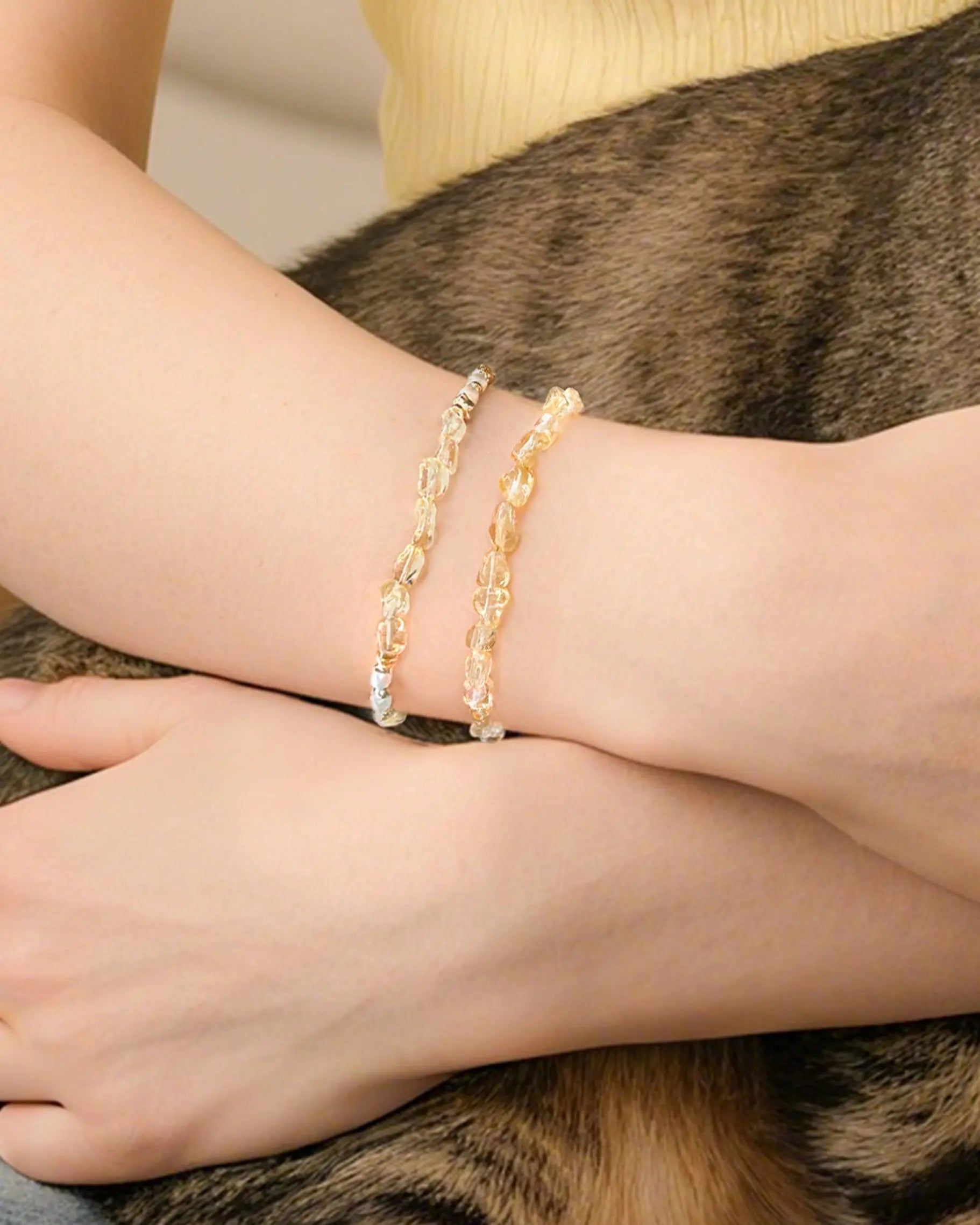 Citrine Layered Gold Plated Sterling Silver Bracelet