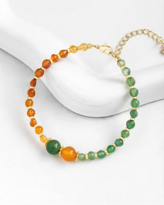 Freeform Green & Orange Agate Gold Bracelet – Balance & Vitality