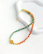 Green & Red Agate Gold Necklace – Balance & Courage