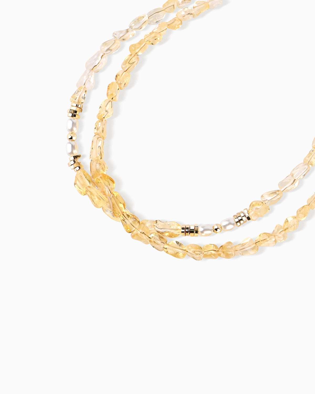Citrine Layered Gold Plated Sterling Silver Beaded Bracelet