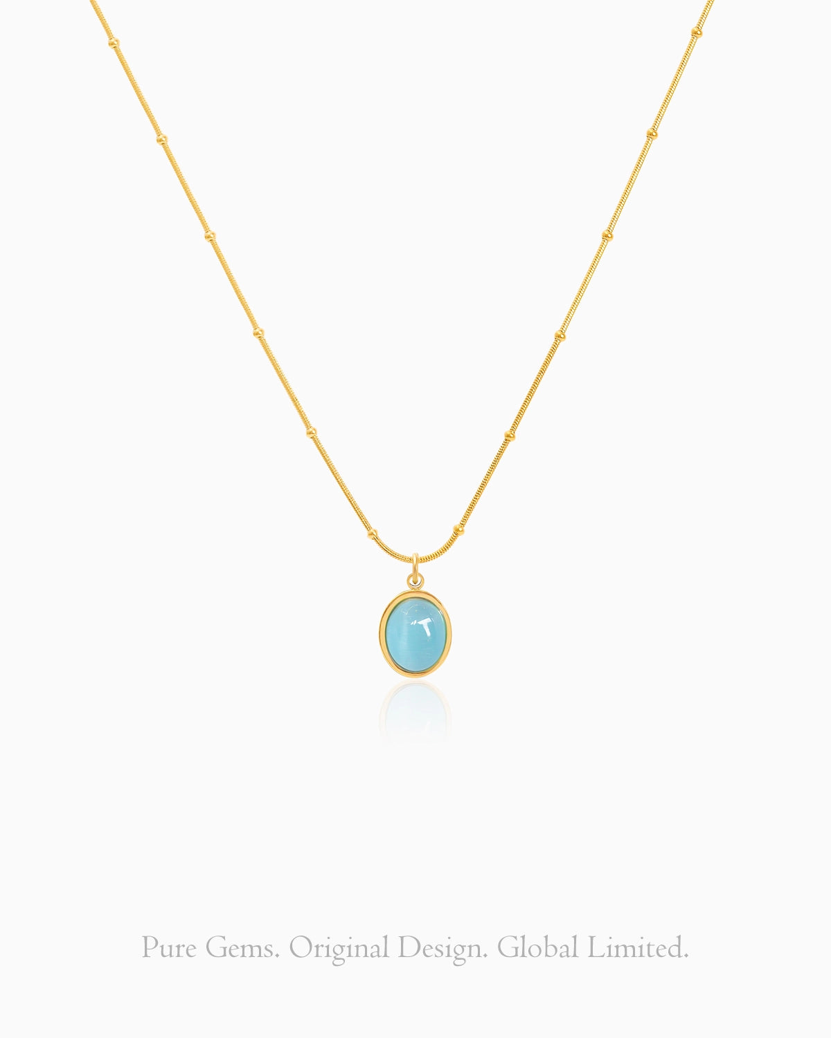 Aquamarine 14K Gold Plated Pendant Necklace