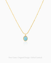 Aquamarine 14K Gold Plated Pendant Necklace
