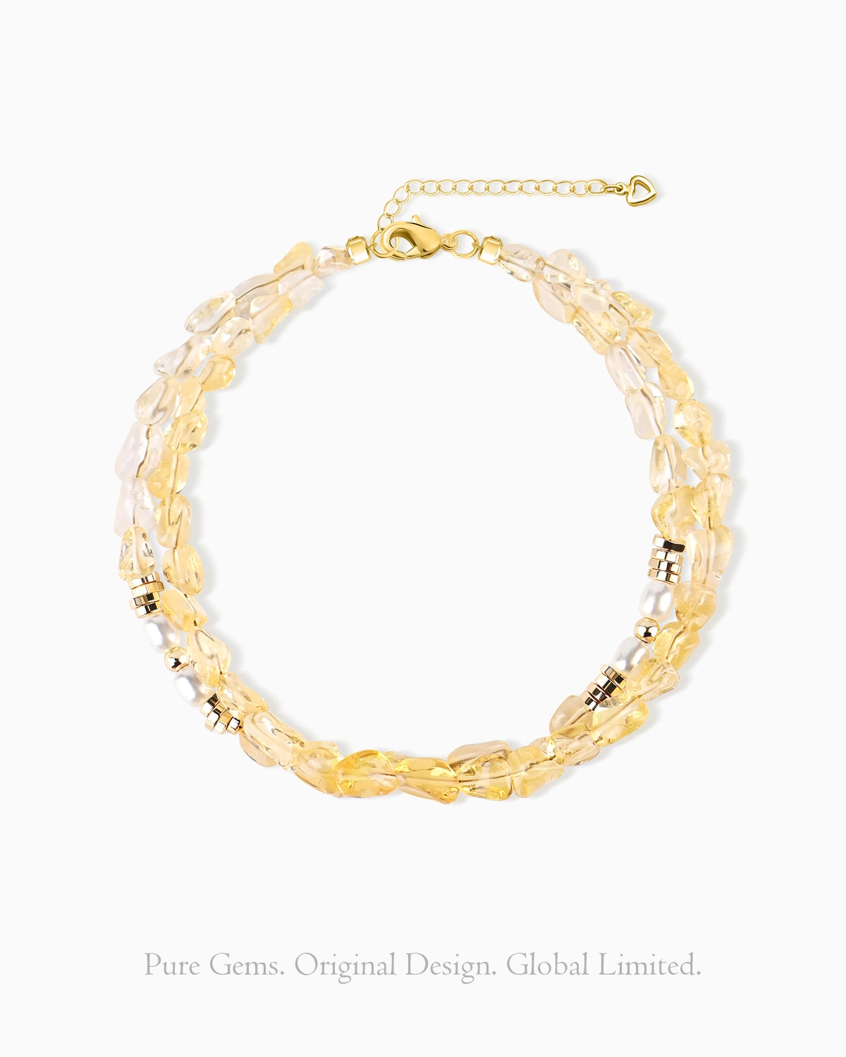Citrine Layered Gold Plated Sterling Silver Beaded Bracelet