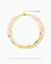 Citrine Layered Gold Plated Sterling Silver Beaded Bracelet