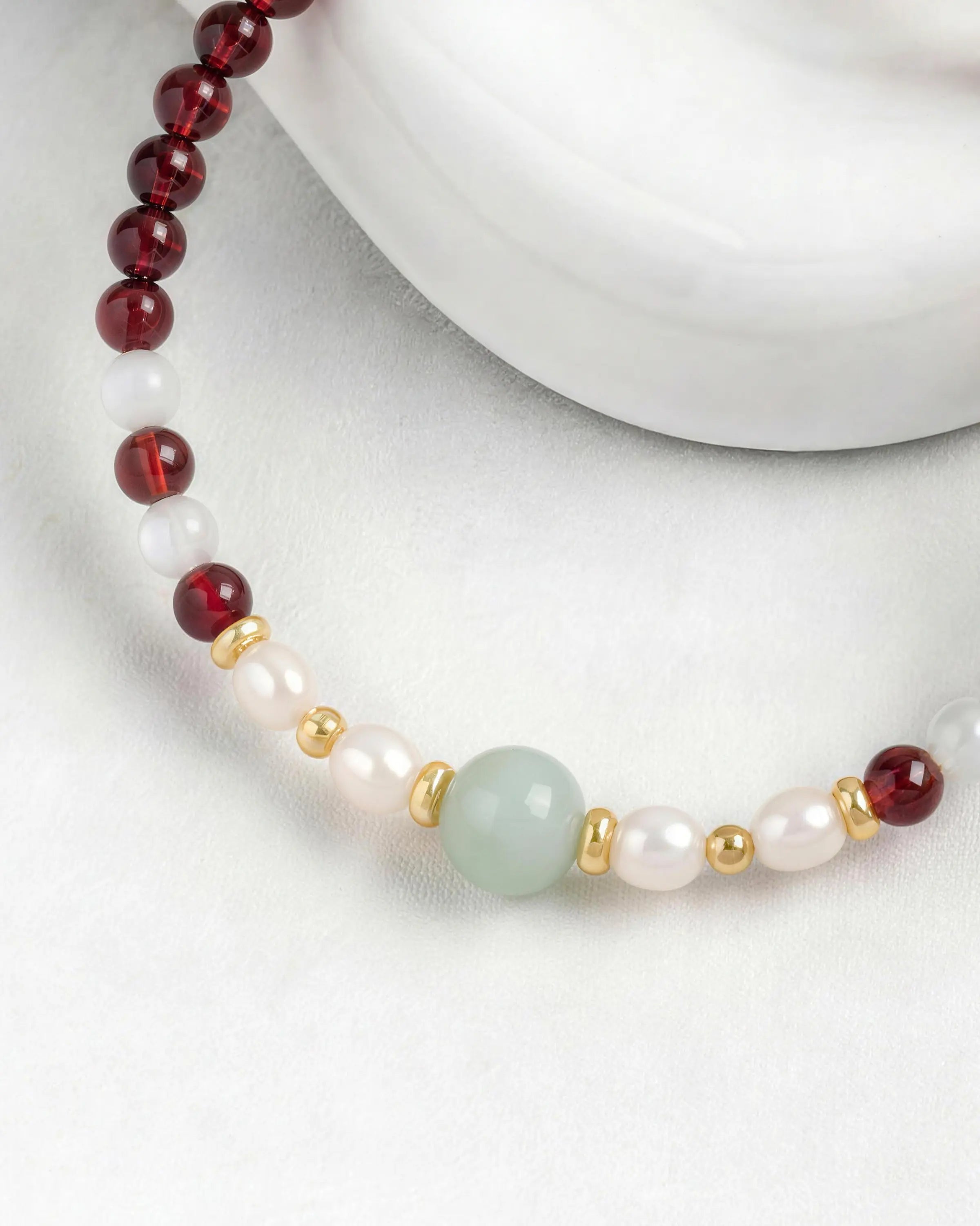 Garnet Moonstone Gold Plated Sterling Silver Bracelet