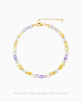 Citrine Lavender Amethyst 14K Gold Plated Beaded Bracelet