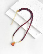 Garnet Pearl Gold Necklace – Passion & Wisdom