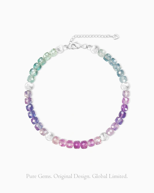 Fluorite Rainbow 14K Gold Plated Bracelet