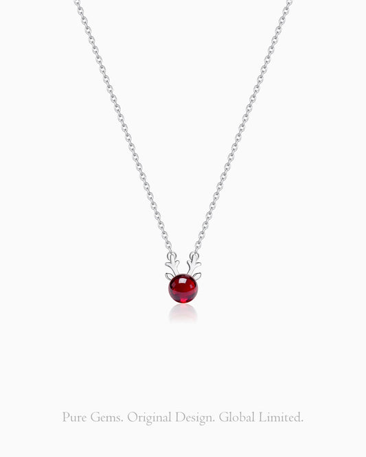Garnet Antler 14K Gold Plated Sterling Silver Necklace – Passion & Strength