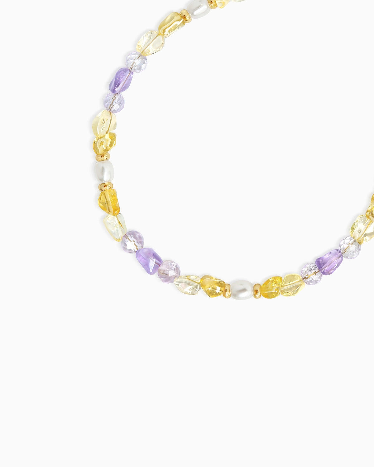 Citrine Lavender Amethyst 14K Gold Plated Beaded Bracelet