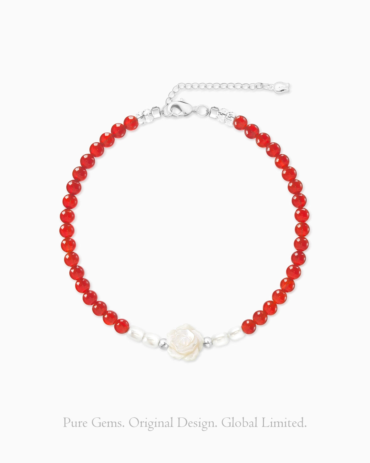 Red Agate Clear Quartz 14K Gold Plated Bracelet
