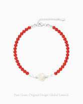 Red Agate Clear Quartz 14K Gold Plated Bracelet