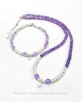 Amethyst Pearl Sterling Silver Necklace and Bracelet Set