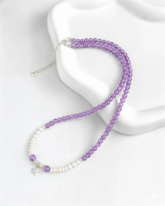 Amethyst Pearl Silver Necklace – Intuition & Dreams