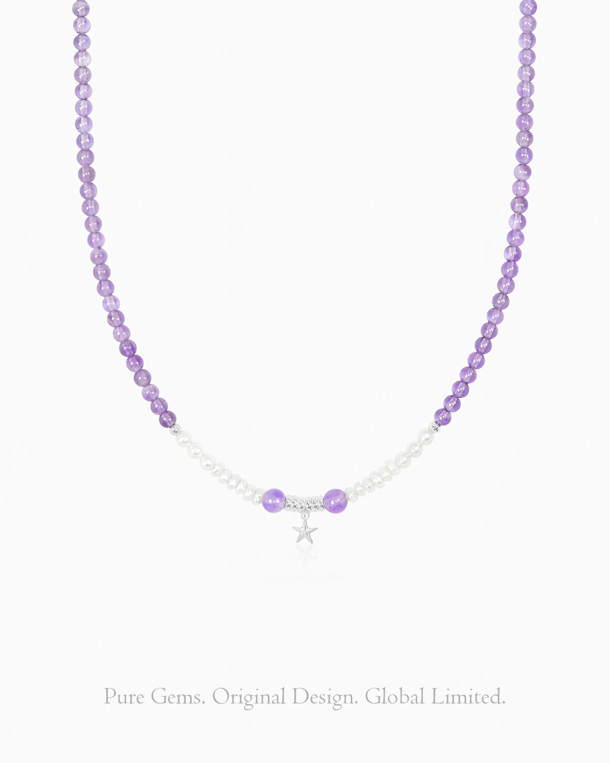 Amethyst Pearl Sterling Silver Necklace closeup