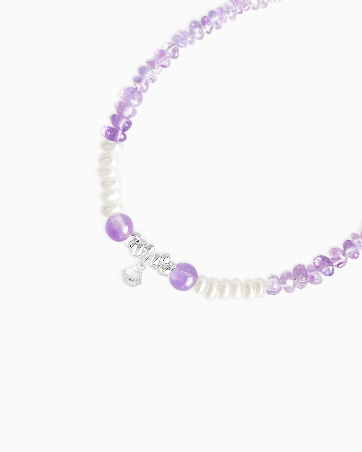 Amethyst Pearl Sterling Silver Beaded Bracelet
