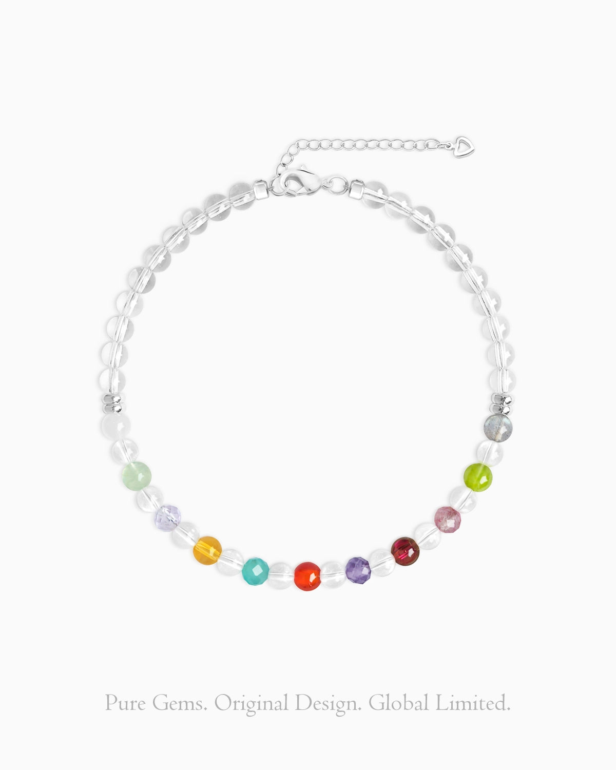 Clear Quartz 14K Gold Plated Bracelet with Multi-Gem Beads