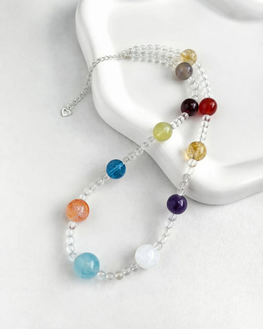 Clear Quartz Multi-Gem Silver Necklace – Clarity & Harmony