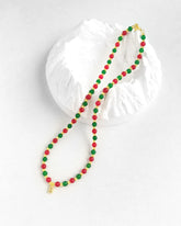 Green & Red Agate Gold Necklace – Balance & Courage