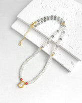 Moonstone Clear Quartz Gold Necklace – Intuition & Balance