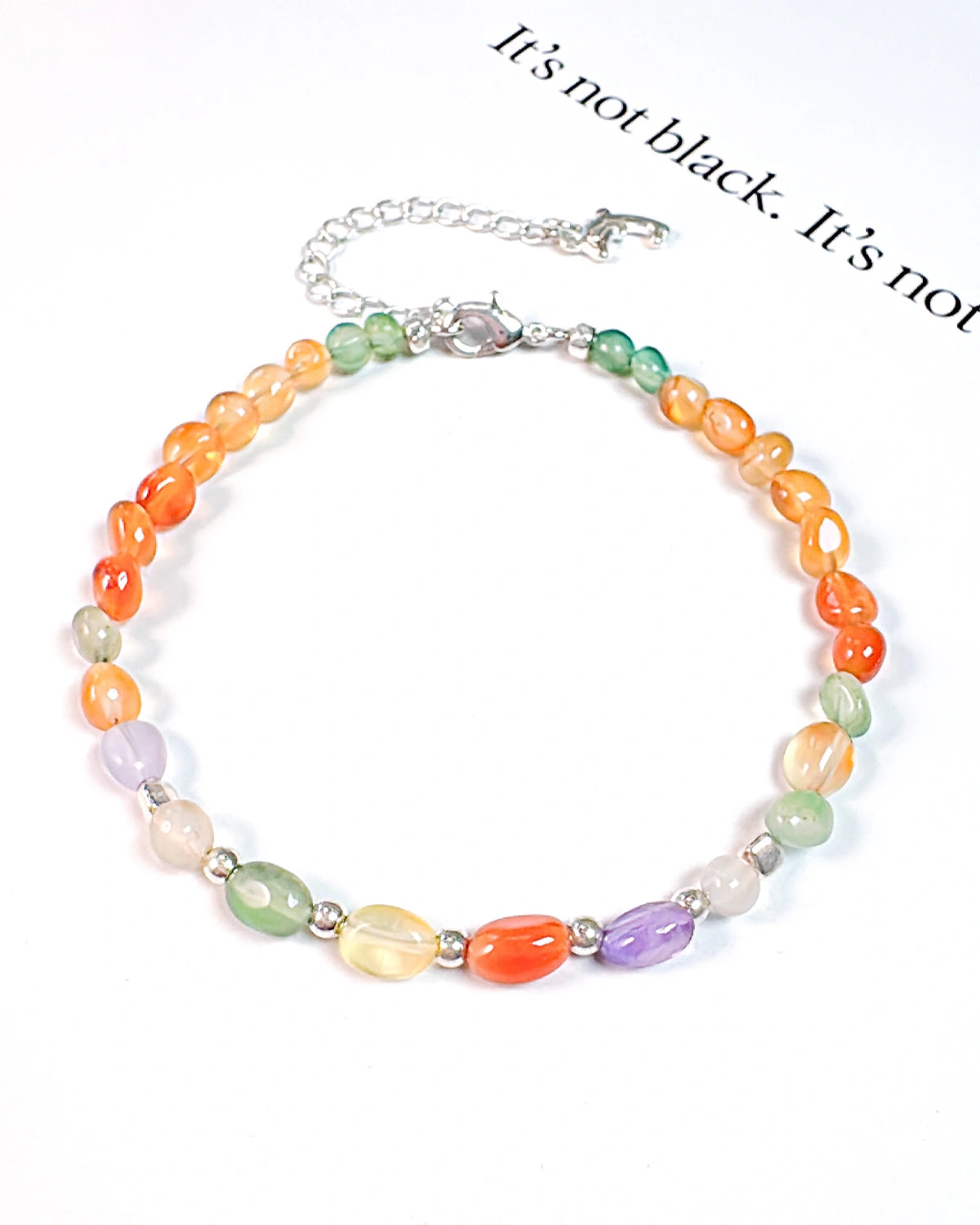 Red Agate Fluorite 14K Gold Plated Beaded Bracelet