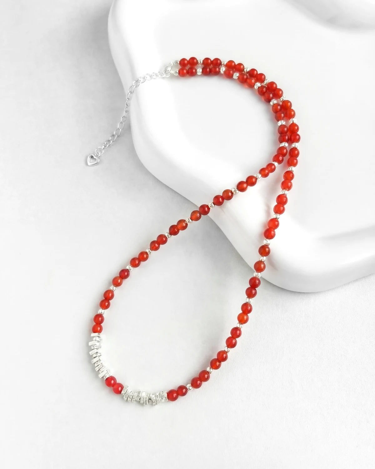 Red Agate Silver Necklace – Courage & Protection
