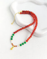 Red & Green Agate Gold Necklace – Courage & Growth
