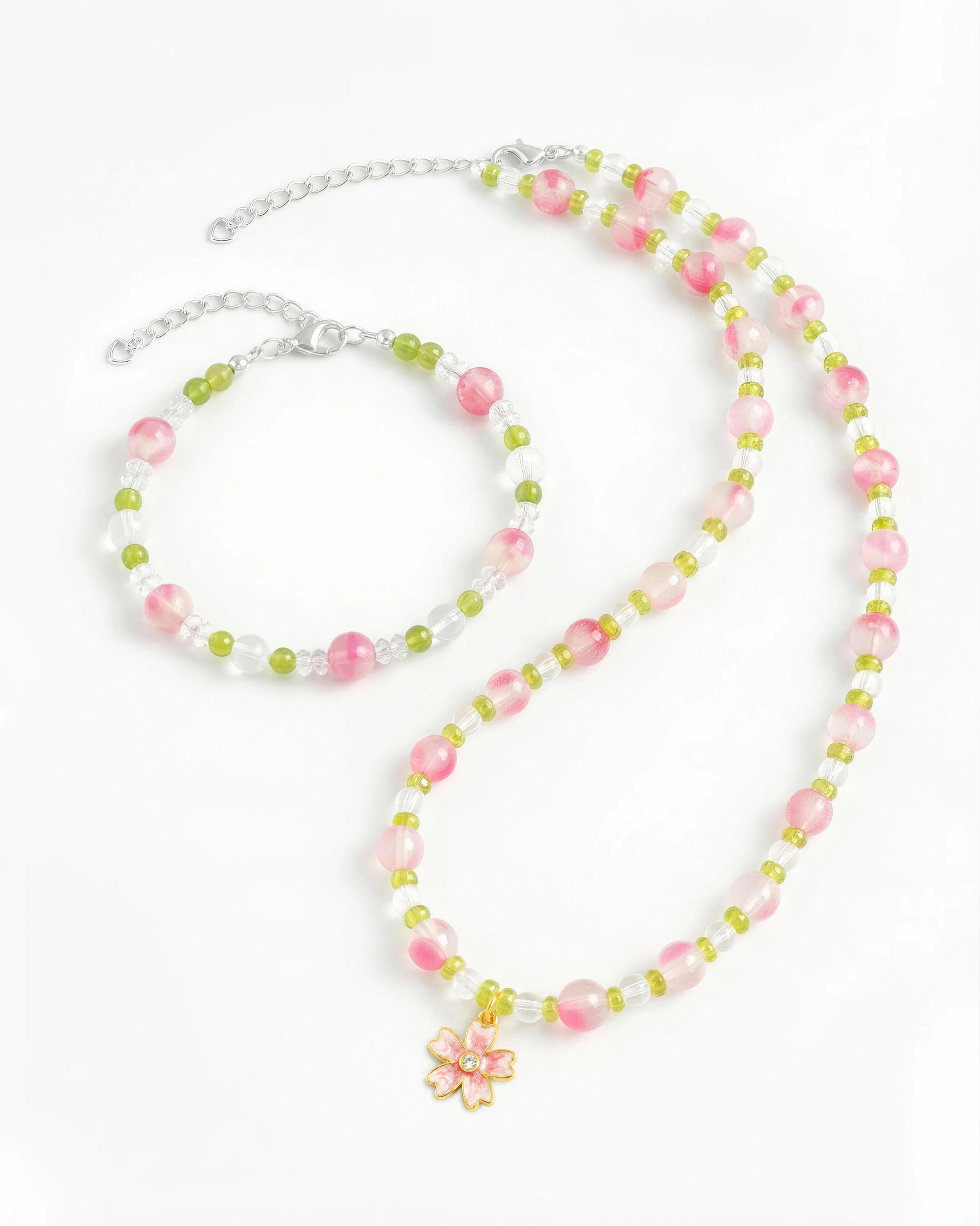 Peridot Rhodonite 14K Gold Plated Necklace and Bracelet Set