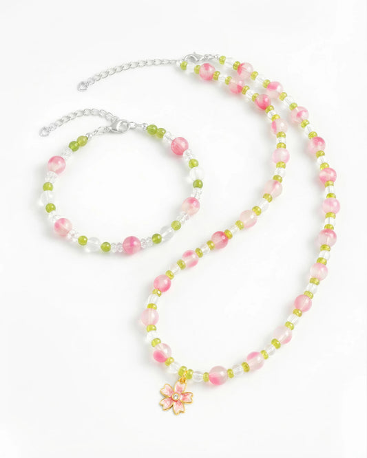 Peridot Rhodonite 14K Gold Plated Necklace and Bracelet Set