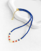 Lapis Lazuli Red Agate Gold Necklace – Wisdom & Confidence