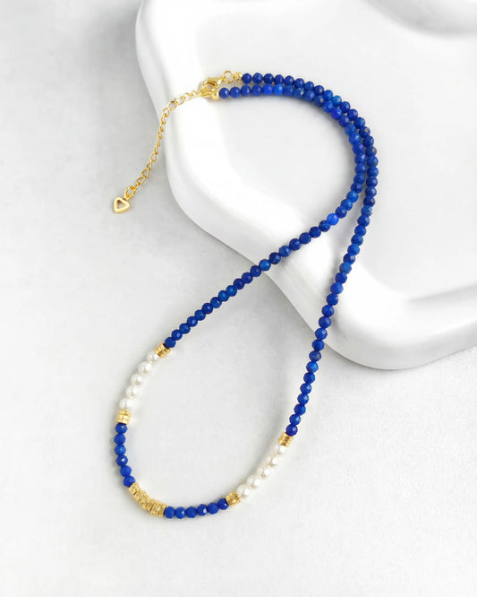 ラピスラズリパール 14Kゴールドメッキネックレス – 知恵と真実