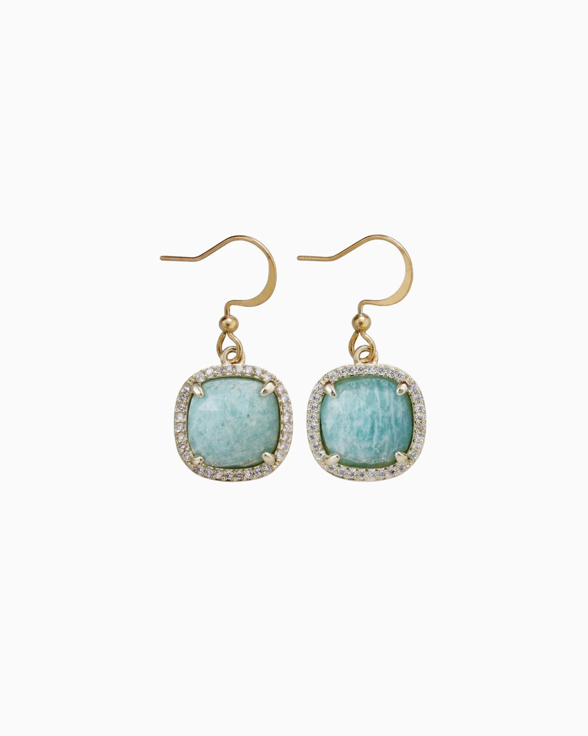 Amazonite Gold Square Earrings