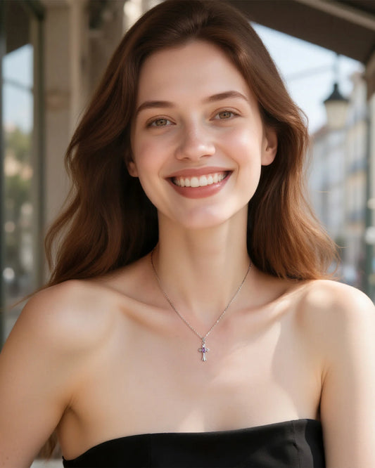 Amethyst Cross Sterling Silver Necklace – Clarity & Devotion
