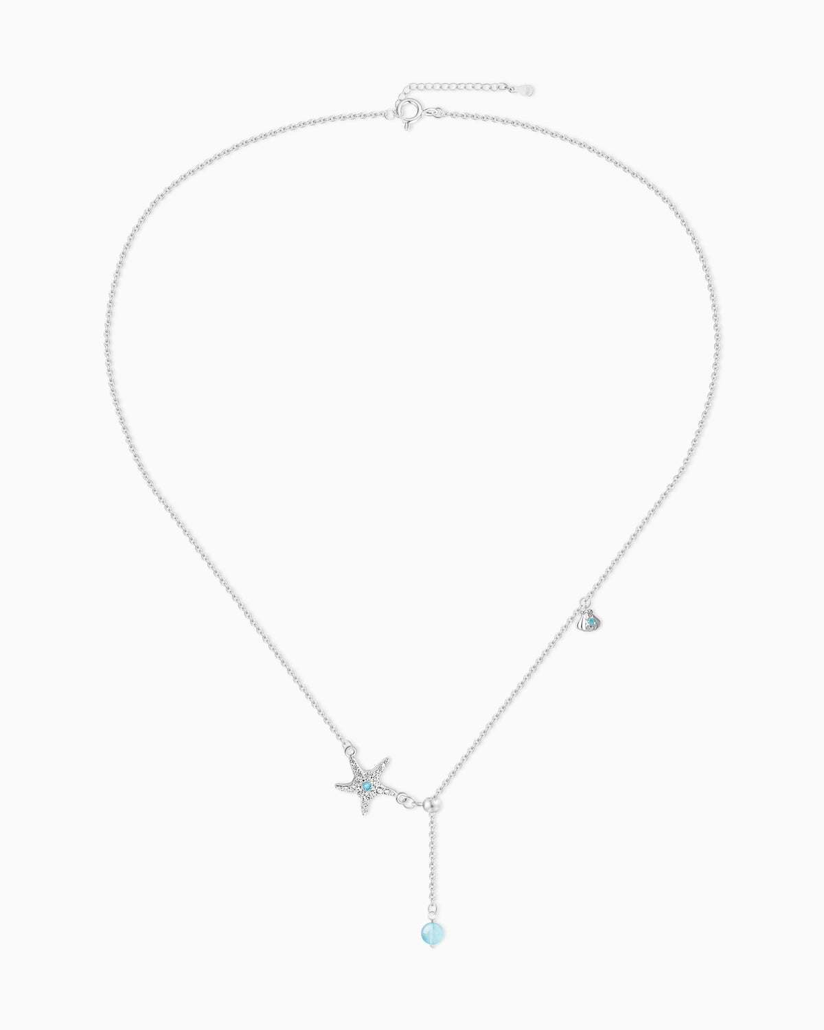 aquamarine Bead Pendant Y Neaklace