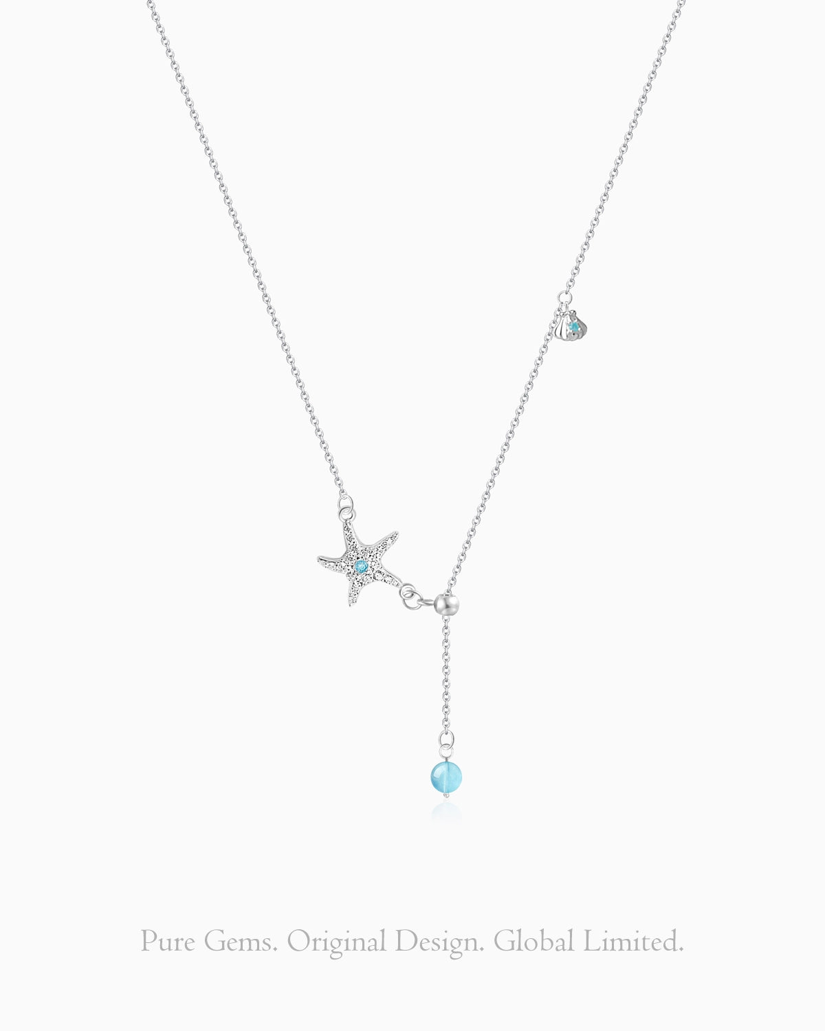 aquamarine Bead Pendant Y Neaklace