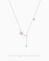 aquamarine Bead Pendant Y Neaklace