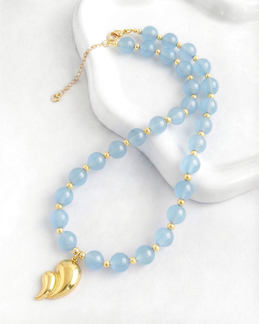 Aquamarine Teardrop Gold Necklace – Calm & Serenity