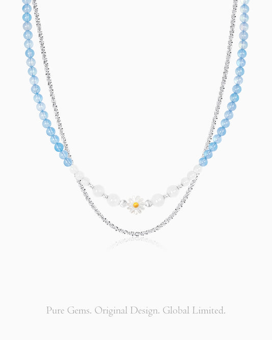 Aquamarine Moonstone 14K Gold Plated Necklace Set – Harmony & Intuition