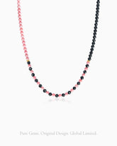 black tourmaline rhodochrosite beaded necklace