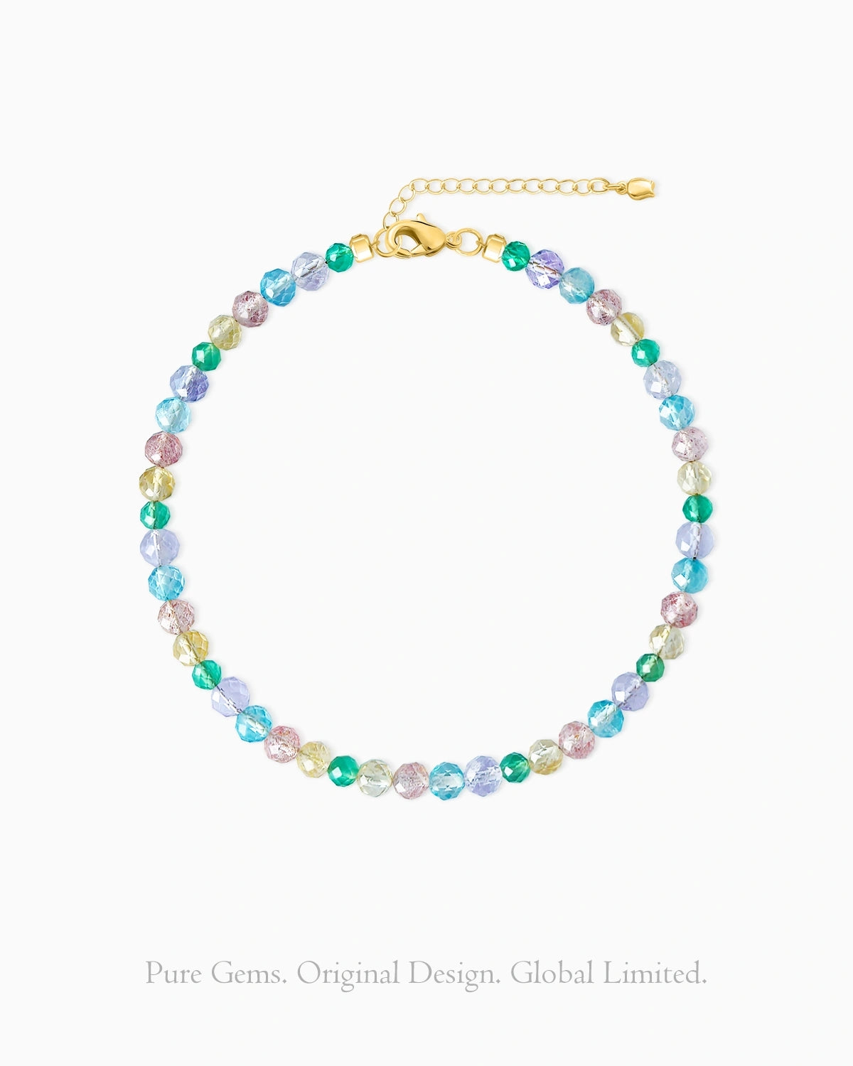 Rainbow Gemstone 14K Gold Plated Sterling Silver Bracelet