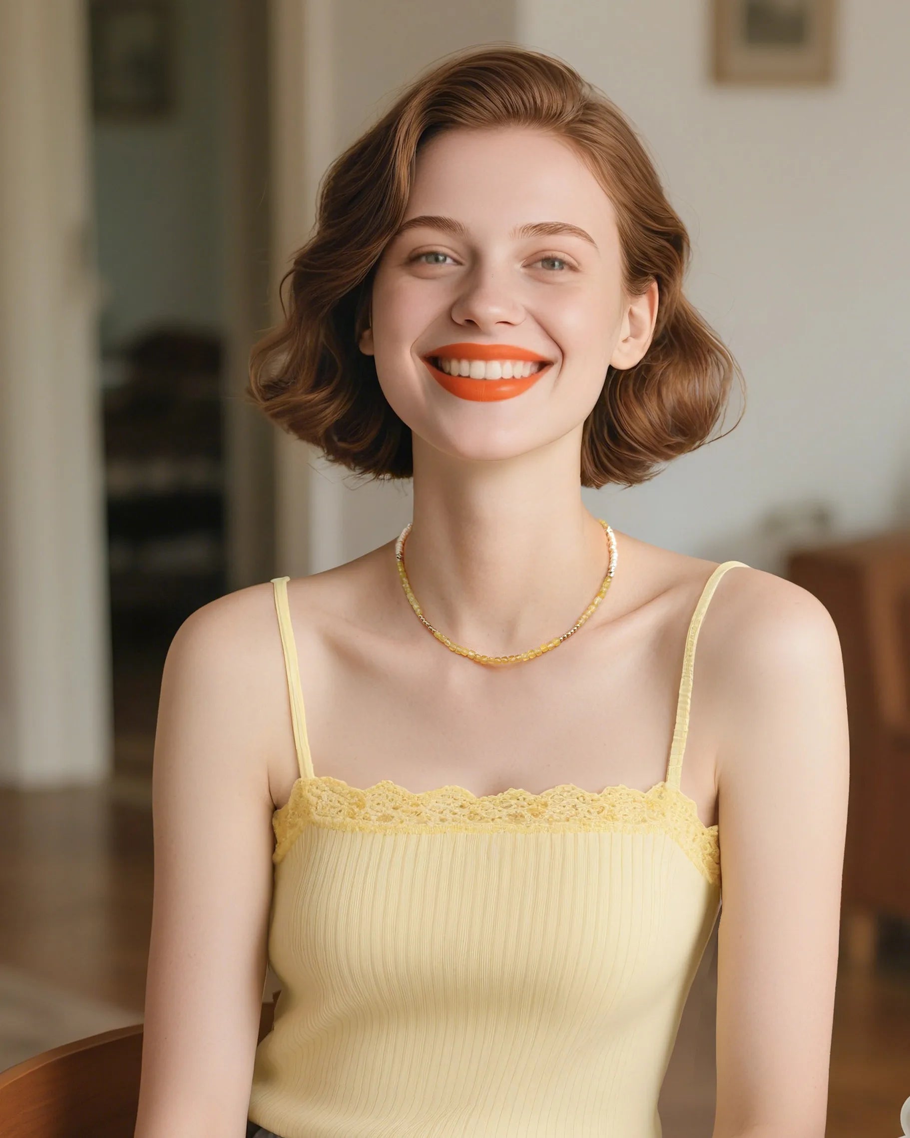 citrine cube beaded necklace | November Birthstone