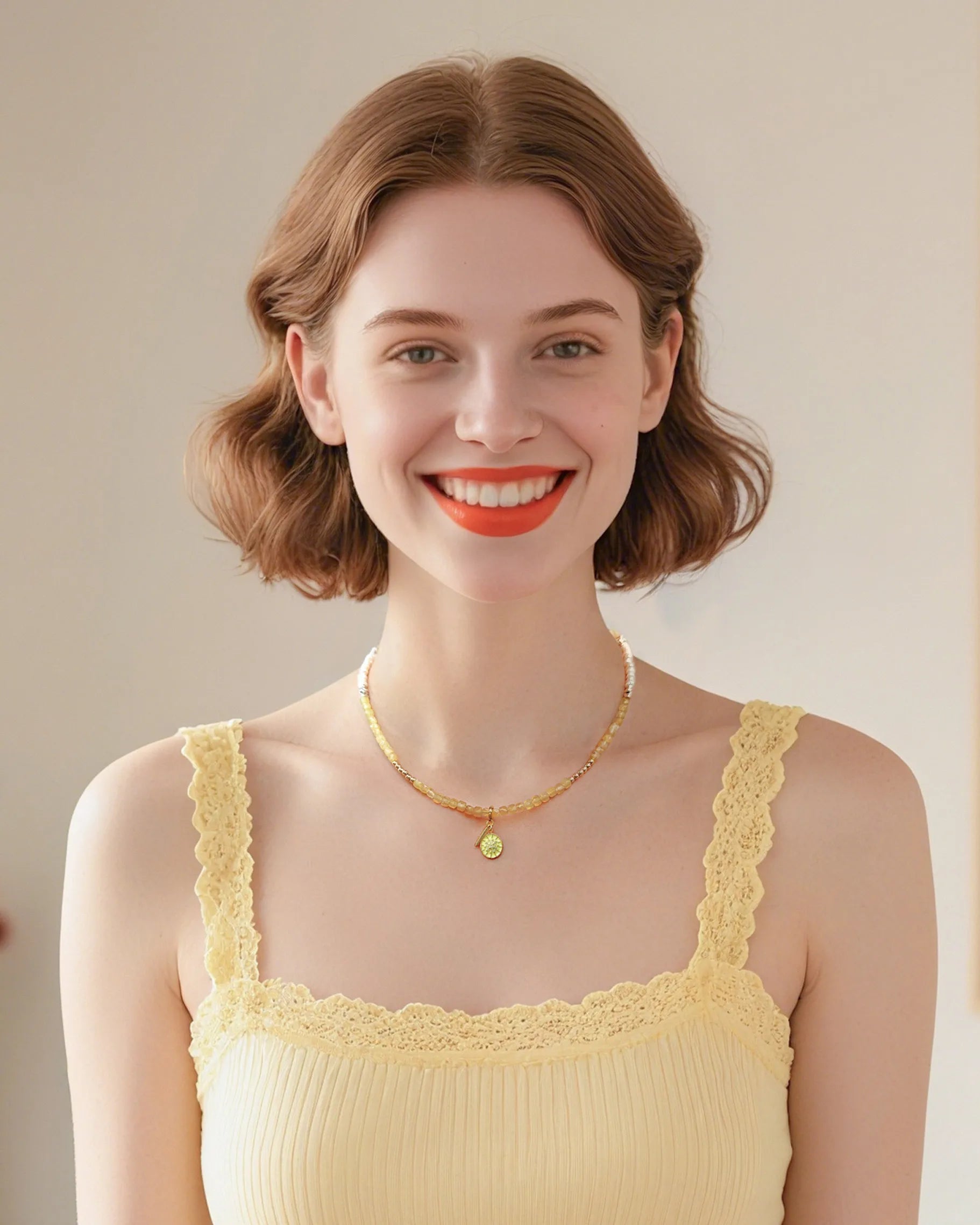 citrine cube beaded necklace | November Birthstone