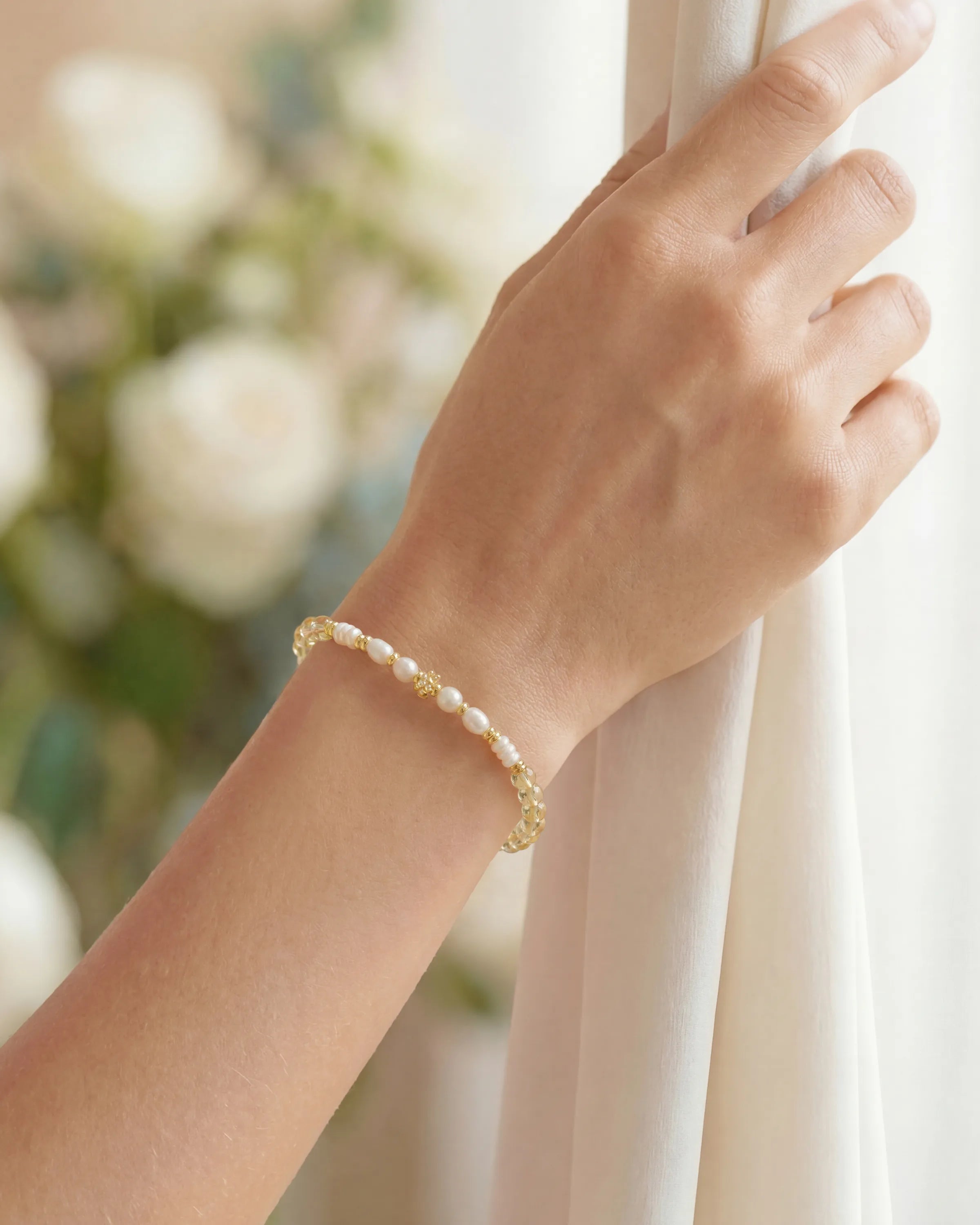 Citrine Pearl Gold Bracelet – Joy & Optimism